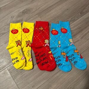 McDonald's Bright Yellow, Red, and Blue Socks Trio